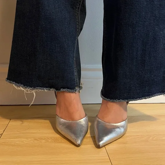 SCHUTZ Silver Pointed-Toe Stiletto Mules - Picture 4 of 4